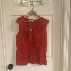 Bright Red Boden Linen Crossover Top Size 8 (US)